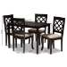 Baxton Studio Verner Modern and Contemporary Sand Fabric Upholstered Espresso Brown Finished 5-Piece Wood Dining Set - BSORH330C-Sand/Dark Brown-5PC Dining Set