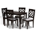 Baxton Studio Verner Modern and Contemporary Grey Fabric Upholstered Espresso Brown Finished 5-Piece Wood Dining Set - BSORH330C-Grey/Dark Brown-5PC Dining Set