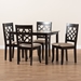 Baxton Studio Mael Modern and Contemporary Sand Fabric Upholstered Espresso Brown Finished 5-Piece Wood Dining Set - BSORH331C-Sand/Dark Brown-5PC Dining Set