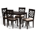 Baxton Studio Mael Modern and Contemporary Sand Fabric Upholstered Espresso Brown Finished 5-Piece Wood Dining Set - BSORH331C-Sand/Dark Brown-5PC Dining Set