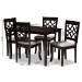 Baxton Studio Mael Modern and Contemporary Grey Fabric Upholstered Espresso Brown Finished 5-Piece Wood Dining Set - BSORH331C-Grey/Dark Brown-5PC Dining Set