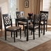 Baxton Studio Renaud Modern and Contemporary Sand Fabric Upholstered Espresso Brown Finished 5-Piece Wood Dining Set - BSORH332C-Sand/Dark Brown-5PC Dining Set