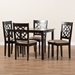 Baxton Studio Renaud Modern and Contemporary Sand Fabric Upholstered Espresso Brown Finished 5-Piece Wood Dining Set - BSORH332C-Sand/Dark Brown-5PC Dining Set