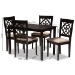 Baxton Studio Renaud Modern and Contemporary Sand Fabric Upholstered Espresso Brown Finished 5-Piece Wood Dining Set - BSORH332C-Sand/Dark Brown-5PC Dining Set