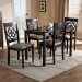 Baxton Studio Renaud Modern and Contemporary Grey Fabric Upholstered Espresso Brown Finished 5-Piece Wood Dining Set - BSORH332C-Grey/Dark Brown-5PC Dining Set