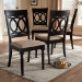 Baxton Studio Lucie Modern and Contemporary Sand Fabric Upholstered Espresso Brown Finished Wood Dining Chair (Set of 4) - BSORH333C-Sand/Dark Brown-DC-4PK