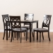Baxton Studio Lucie Modern and Contemporary Grey Fabric Upholstered Espresso Brown Finished 5-Piece Wood Dining Set - BSORH333C-Grey/Dark Brown-5PC Dining Set