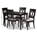 Baxton Studio Lucie Modern and Contemporary Grey Fabric Upholstered Espresso Brown Finished 5-Piece Wood Dining Set - BSORH333C-Grey/Dark Brown-5PC Dining Set