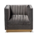 Baxton Studio Aveline Glam and Luxe Grey Velvet Fabric Upholstered Brushed Gold Finished Armchair - BSOTSF-BAX66111-Grey/Gold-CC