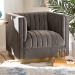 Baxton Studio Aveline Glam and Luxe Grey Velvet Fabric Upholstered Brushed Gold Finished Armchair - BSOTSF-BAX66111-Grey/Gold-CC