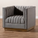 Baxton Studio Aveline Glam and Luxe Grey Velvet Fabric Upholstered Brushed Gold Finished Armchair - BSOTSF-BAX66111-Grey/Gold-CC