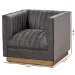 Baxton Studio Aveline Glam and Luxe Grey Velvet Fabric Upholstered Brushed Gold Finished Armchair - BSOTSF-BAX66111-Grey/Gold-CC
