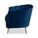 Baxton Studio Emeline Glam and Luxe Navy Blue Velvet Fabric Upholstered Brushed Gold Finished Accent Chair - BSOTSF-66161-Navy/Gold-CC