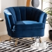Baxton Studio Emeline Glam and Luxe Navy Blue Velvet Fabric Upholstered Brushed Gold Finished Accent Chair - BSOTSF-66161-Navy/Gold-CC