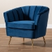 Baxton Studio Emeline Glam and Luxe Navy Blue Velvet Fabric Upholstered Brushed Gold Finished Accent Chair - BSOTSF-66161-Navy/Gold-CC