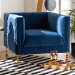 Baxton Studio Seraphin Glam and Luxe Navy Blue Velvet Fabric Upholstered Gold Finished Armchair - BSOTSF-6625-Navy/Gold-CC