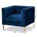 Baxton Studio Seraphin Glam and Luxe Navy Blue Velvet Fabric Upholstered Gold Finished Armchair - BSOTSF-6625-Navy/Gold-CC