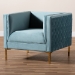Baxton Studio Seraphin Glam and Luxe Light Blue Velvet Fabric Upholstered Gold Finished Armchair - BSOTSF-6625-Light Blue/Gold-CC