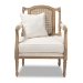 Baxton Studio Clemence French Provincial Ivory Fabric Upholstered Whitewashed Wood Armchair - BSOASS1037-CC