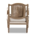 Baxton Studio Clemence French Provincial Ivory Fabric Upholstered Whitewashed Wood Armchair - BSOASS1037-CC