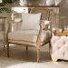 Baxton Studio Clemence French Provincial Ivory Fabric Upholstered Whitewashed Wood Armchair - BSOASS1037-CC
