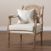 Baxton Studio Clemence French Provincial Ivory Fabric Upholstered Whitewashed Wood Armchair - BSOASS1037-CC