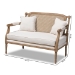 Baxton Studio Clemence French Provincial Ivory Fabric Upholstered Whitewashed Wood Loveseat - BSOASS1038-LS