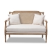 Baxton Studio Clemence French Provincial Ivory Fabric Upholstered Whitewashed Wood Loveseat - BSOASS1038-LS