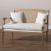 Baxton Studio Clemence French Provincial Ivory Fabric Upholstered Whitewashed Wood Loveseat - BSOASS1038-LS