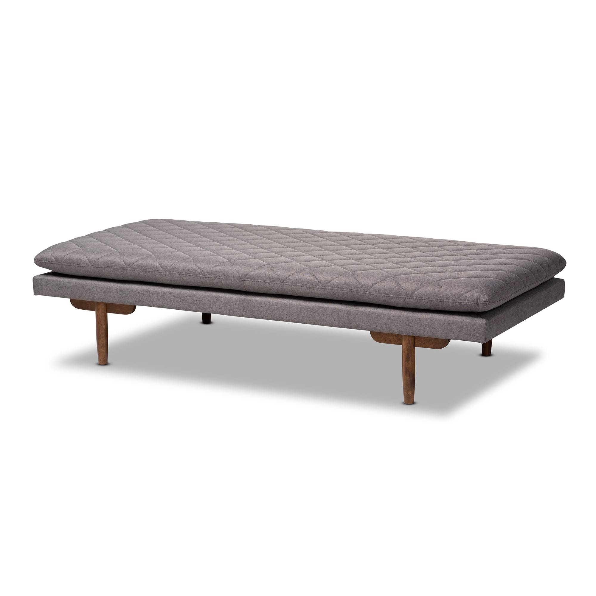 Baxton Studio Marit Mid-Century Modern Grey Fabric Upholstered Walnut Finished Wood Daybed