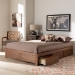 Baxton Studio Wren Modern and Contemporary Walnut Finished 3-Drawer Full Size Platform Storage Bed Frame - BSOMG6001-Walnut-Full