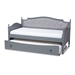 Baxton Studio Marlie Classic and Traditional Grey Fabric Upholstered Grey Finished Wood Twin Size Daybed with Trundle - BSOMG0034-Grey/Grey-Daybed