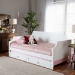 Baxton Studio Mariana Classic and Traditional White Finished Wood Twin Size Daybed with Trundle - BSOMariana-White-Daybed-T