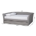 Baxton Studio Delora Modern and Contemporary Light Grey Fabric Upholstered Queen Size Daybed with Roll-Out Trundle Bed - BSOCF9044-Light Grey-Daybed-Q/T