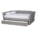 Baxton Studio Delora Modern and Contemporary Light Grey Fabric Upholstered Queen Size Daybed with Roll-Out Trundle Bed - BSOCF9044-Light Grey-Daybed-Q/T