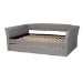 Baxton Studio Delora Modern and Contemporary Light Grey Fabric Upholstered Queen Size Daybed with Roll-Out Trundle Bed - BSOCF9044-Light Grey-Daybed-Q/T