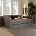 Baxton Studio Delora Modern and Contemporary Light Grey Fabric Upholstered Queen Size Daybed with Roll-Out Trundle Bed - BSOCF9044-Light Grey-Daybed-Q/T