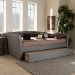 Baxton Studio Delora Modern and Contemporary Light Grey Fabric Upholstered Queen Size Daybed with Roll-Out Trundle Bed - BSOCF9044-Light Grey-Daybed-Q/T