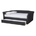 Baxton Studio Delora Modern and Contemporary Dark Grey Fabric Upholstered Full Size Daybed with Roll-Out Trundle Bed - BSOCF9044-Charcoal-Daybed-F/T