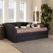 Baxton Studio Delora Modern and Contemporary Dark Grey Fabric Upholstered Full Size Daybed with Roll-Out Trundle Bed - BSOCF9044-Charcoal-Daybed-F/T