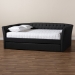 Baxton Studio Delora Modern and Contemporary Dark Grey Fabric Upholstered Full Size Daybed with Roll-Out Trundle Bed - BSOCF9044-Charcoal-Daybed-F/T