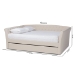 Baxton Studio Delora Modern and Contemporary Beige Fabric Upholstered Full Size Daybed with Roll-Out Trundle Bed - BSOCF9044-Beige-Daybed-F/T