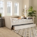 Baxton Studio Delora Modern and Contemporary Beige Fabric Upholstered Full Size Daybed with Roll-Out Trundle Bed - BSOCF9044-Beige-Daybed-F/T