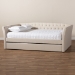 Baxton Studio Delora Modern and Contemporary Beige Fabric Upholstered Full Size Daybed with Roll-Out Trundle Bed - BSOCF9044-Beige-Daybed-F/T