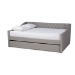 Baxton Studio Haylie Modern and Contemporary Light Grey Fabric Upholstered Full Size Daybed with Roll-Out Trundle Bed