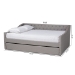 Baxton Studio Haylie Modern and Contemporary Light Grey Fabric Upholstered Full Size Daybed with Roll-Out Trundle Bed - BSOCF9046-Light Grey-Daybed-F/T