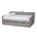 Baxton Studio Haylie Modern and Contemporary Light Grey Fabric Upholstered Full Size Daybed with Roll-Out Trundle Bed - BSOCF9046-Light Grey-Daybed-F/T