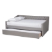 Baxton Studio Haylie Modern and Contemporary Light Grey Fabric Upholstered Full Size Daybed with Roll-Out Trundle Bed - BSOCF9046-Light Grey-Daybed-F/T