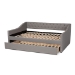 Baxton Studio Haylie Modern and Contemporary Light Grey Fabric Upholstered Full Size Daybed with Roll-Out Trundle Bed - BSOCF9046-Light Grey-Daybed-F/T