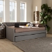 Baxton Studio Haylie Modern and Contemporary Light Grey Fabric Upholstered Full Size Daybed with Roll-Out Trundle Bed - BSOCF9046-Light Grey-Daybed-F/T
